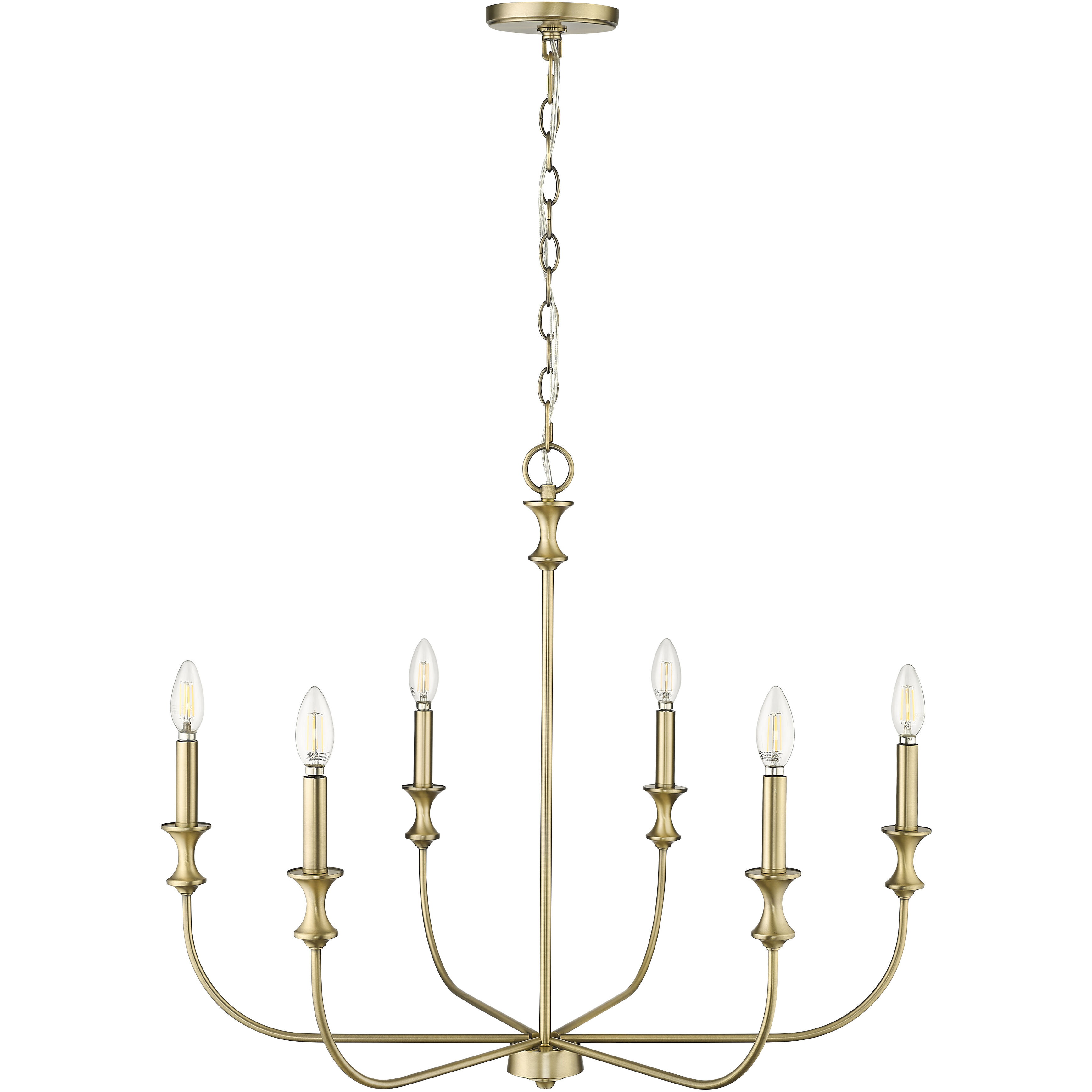 Savanne 6 Light 28.25 inch Vintage Brass Chandelier Ceiling Light